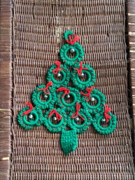 Vintage Macrame Christmas Tree Doilley