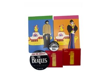 Vintage The Beatles Pin And Notebook Lot