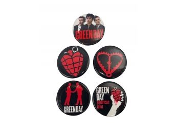 Set Of 5 Vintage Green Day Pins