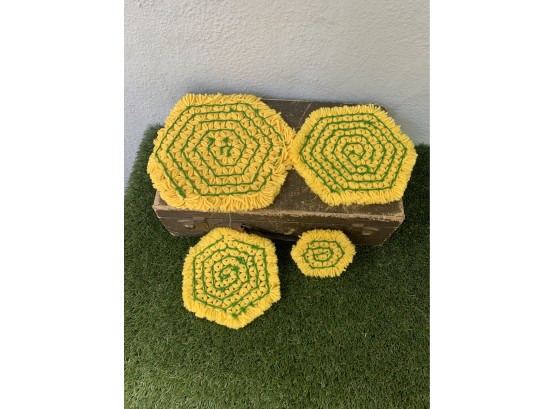 Vintage Yellow Knitted Hot Pads