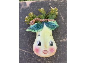 Kitsch Vintage Peach Fruit Face Ceramic Wall Hanging By Norcrest Fine China