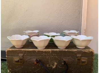Vintage Porcelain  Tulip Scalloped Ice Cream Bowls