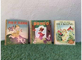 Vintage 1930s  Lot Of  Little Golden Books - Walt Disney's Bongo/Fix It, Please/The Fuzzy Duckling