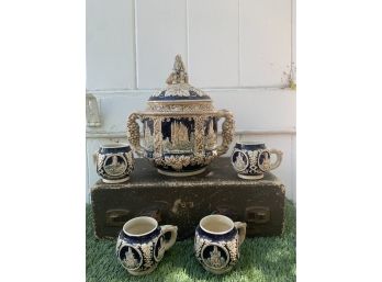 Vintage Soup Tureen Set W/ Soup Mugs