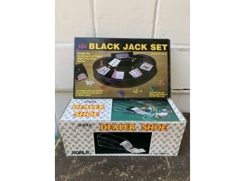 Casino Game Night  - Black Jack Set And Acrylic Dealer Shoe