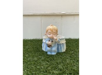 Vintage Lefton China Handpainted Baby Boy Porcelain Figurine KE 4759