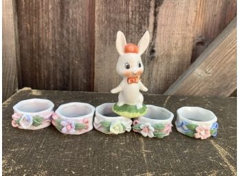 Porcelain Napkin  Rings & Bunny