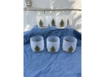 Spode Christmas Tree - Frosted Glasses S/8