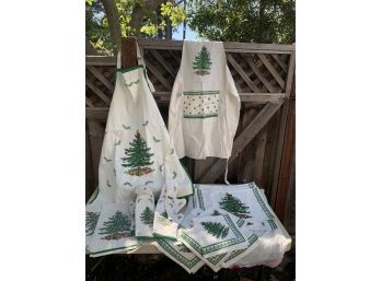 Lot Of Spode Christmas Tree - Aprons/Placemats/Napkinskitchen GlovesDish Towels
