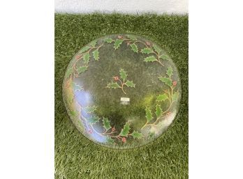 Vintage Holiday 9.5 Hand Painted Glass Plate