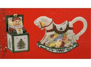 Spode Christmas Tree - Jack-in-the-box Sugar & Rocking Horse Creamer Set