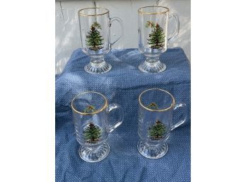 Spode Christmas Tree - Irish Coffee Glass Mugs S/4