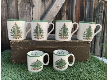 Spode Christmas Tree- Green Rimmed Coffee Cups