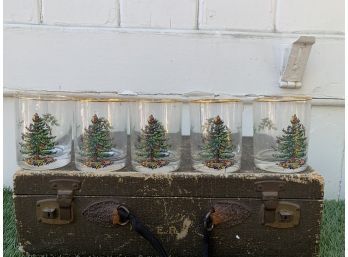 Spode Christmas Tree - Cocktail Glasses With Gold RIm S/