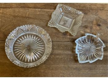 Vintage Crystal Glass Ashtrays/Trinket Dishes