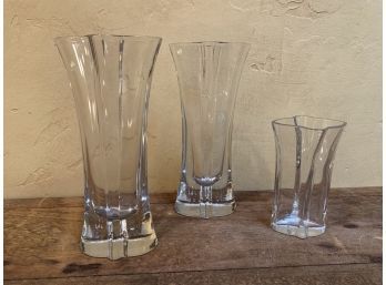 Vintage Thick Glass Vases - S/3