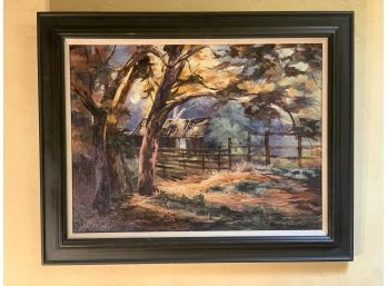 Vintage 1970s Watercolor Painting Signed By  L J McCLANAHAN