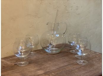 Tiffany & Co. Crystal Sangria Pitcher And Sangria Glasses