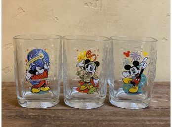 Disney World Mickey Mouse 2000 Glass Set McDonalds S/3