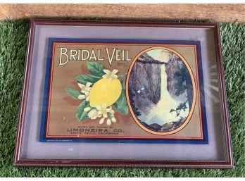 Framed Vintage Bridal Veil Crate Label