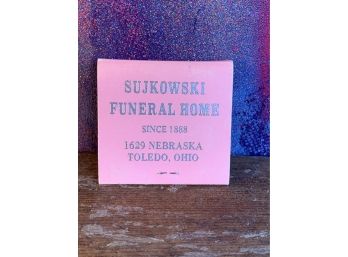 Vintage Sujowski Funeral Home Pink Matchbook