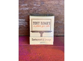 Vintage 'Tony Roma's A Place For Ribs' Matchbook