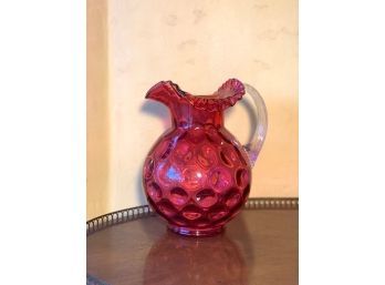 Vintage Glass Bubble Ruffled Pitcher