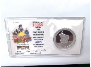 'The Prince' 1/2 Troy Ounce .999 Fine Silver Disney Snow White 50th Anniversary 1987