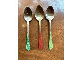 Vintage Spoons With Enamel Made In Thailand