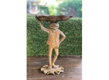 Vintage Iron Frog On Lily Pad - Garden Art Figure
