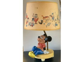 Vintage MICKEY MOUSE Lamp With Disney Characters Shade