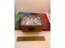 Vintage Wooden Metal Engraved Trinket Box With Jewelry