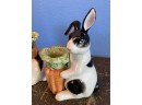Vintage F&F Porcelain Rabbit Candle Holders