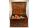 Vintage Jewelry In Antique Wooden Engraved Treasure Box