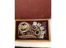 Vintage Faux Book Trinket Box Filled With Jewelry