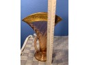 Vintage Art Glass Vase With Handles And 22kt Gold Trim
