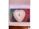 Vintage Belleek Porcelain Heart Shaped Trinket Bowl With Heart Shaped Jewelry