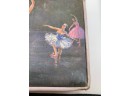 Vintage Ballerina Scene Printed Satin Cloth Jewelry Box Filled With Vintage Jewelry Collars