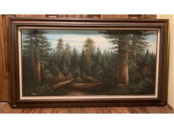 Vintage Mountain/Forrest Oil Painting On Canvas - Signed