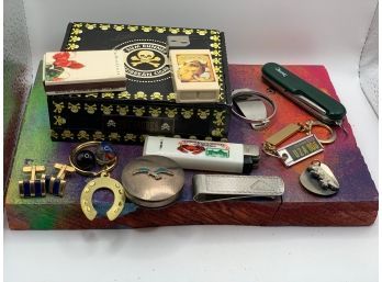 Vintage Pirate Cigar Boxed Filled With Trinkets ( Some Sterling!)
