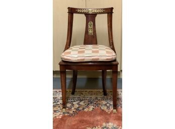Vintage Empire Style Contemporary Mahogany Cane Seated Side Chair