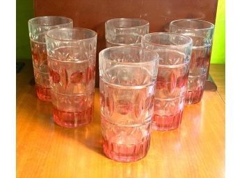 Vintage MCM Cranberry Bubble Drinking Glasses