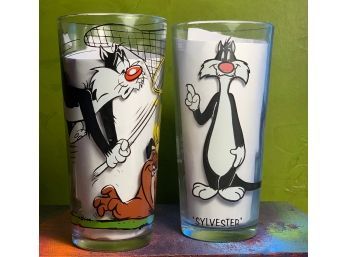 Vintage Warner Bros Looney Tune Drinking Glasses - Sylvester