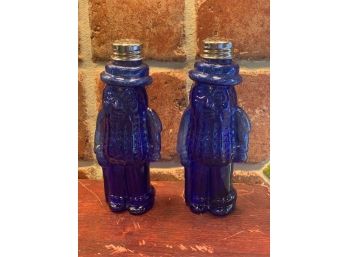 Vintage Cobalt Blue Mr Peanut Salt & Pepper Shakers