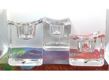Vintage Orrefors Sweden Crystal Candle Holder Cubes