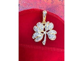 Vintage Kenneth Jay Lane Jeweled Four Leaf Clover Necklace Pendant