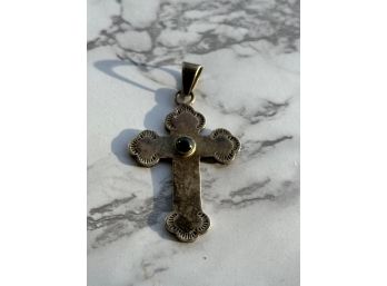 Sterling Silver Cross With Stone