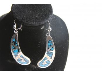 Pair Of Sterling And Turquoise Earrings Stamped 925