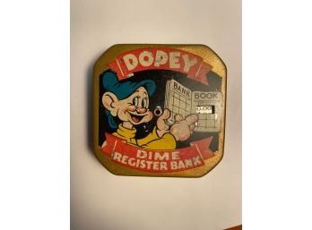 Dopey Tin Lithographed Dime Bank