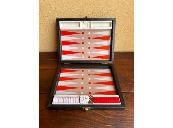 Vintage Travel Backgammon Game Set White And Red Chips
